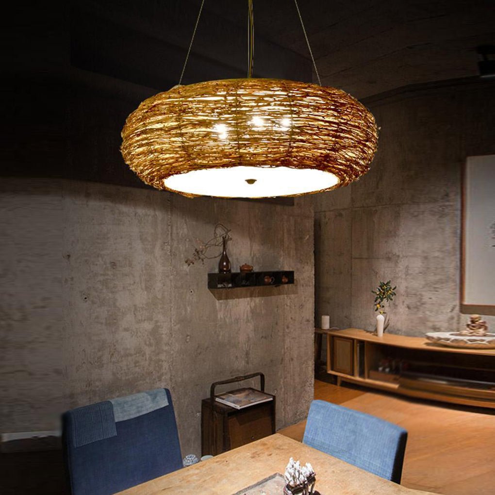 burlywood ceiling light flat peach shaped wicker pendant for farmhouse style