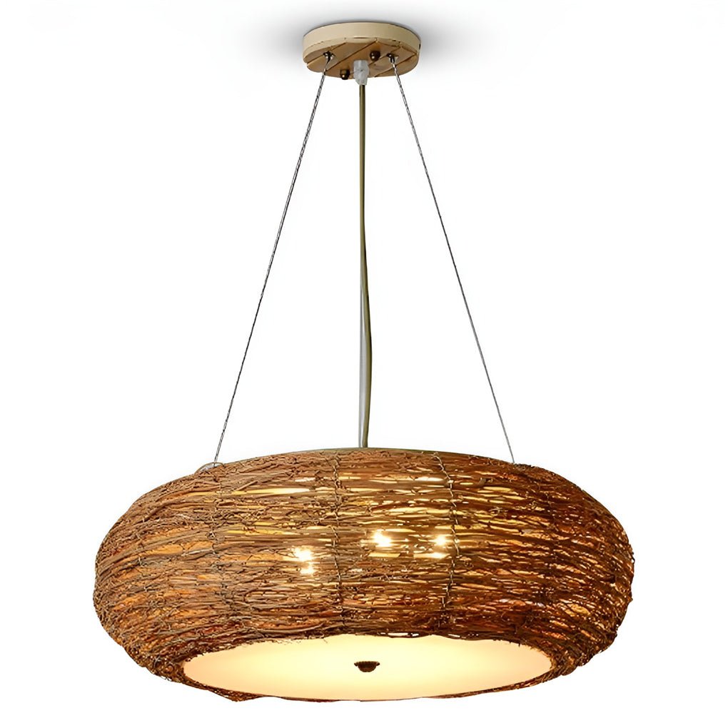 burlywood ceiling light flat peach shaped wicker pendant for farmhouse style