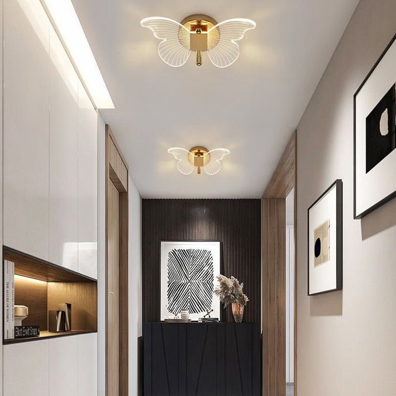 Butterfly LED Wall Sconce — Gold Iron and Acrylic, 10W, Three-Step Dimming (3000K/4500K/6000K)