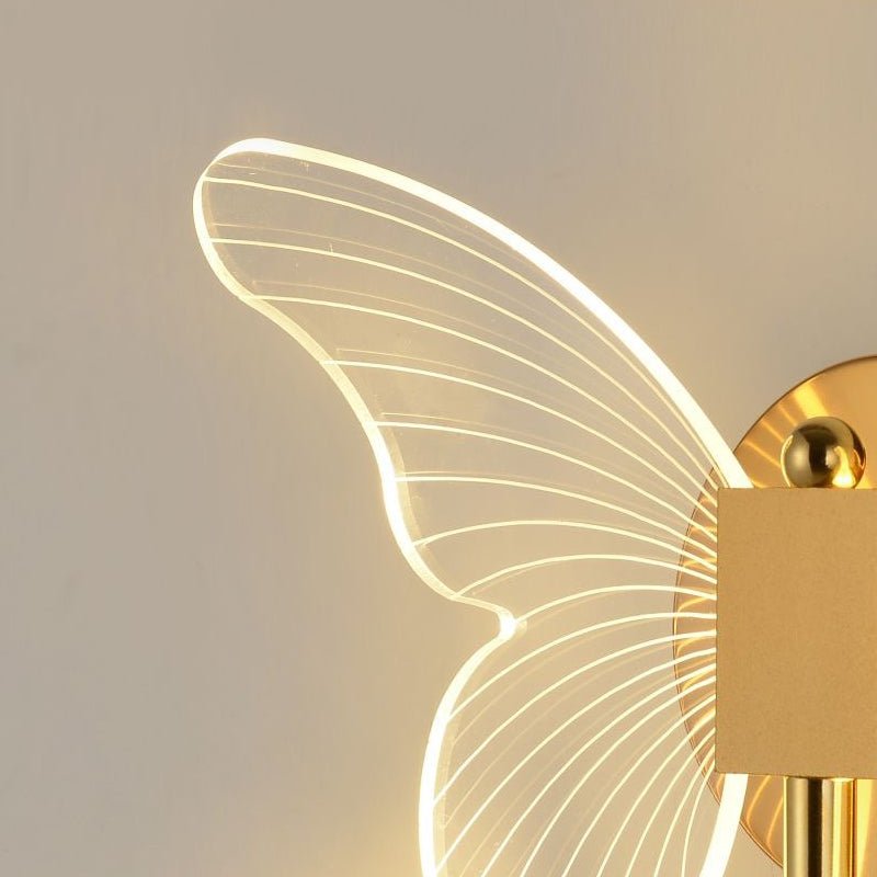 Butterfly LED Wall Sconce — Gold Iron and Acrylic, 10W, Three-Step Dimming (3000K/4500K/6000K)