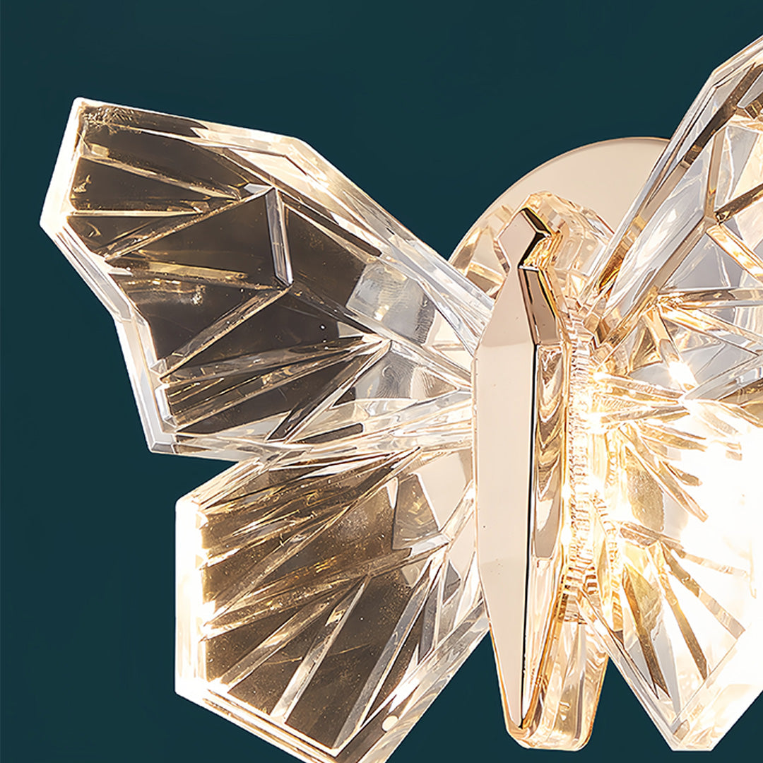 Butterfly Wall Sconce — Gold Aluminum, White Acrylic Shade, LED, Three-Step Dimming (3000K/4500K/6000K)