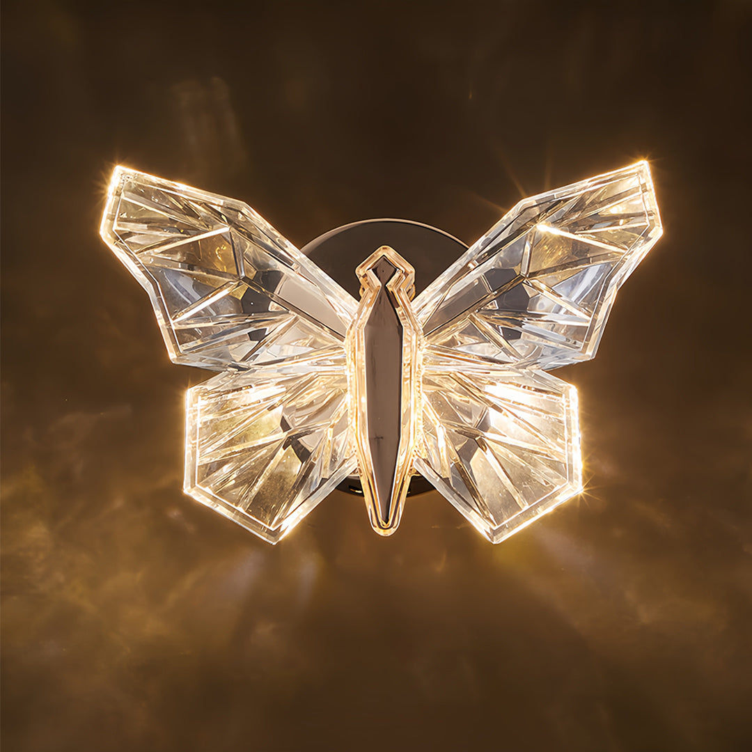 Butterfly Wall Sconce — Gold Aluminum, White Acrylic Shade, LED, Three-Step Dimming (3000K/4500K/6000K)
