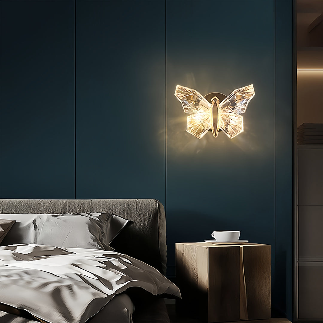 Butterfly Wall Sconce — Gold Aluminum, White Acrylic Shade, LED, Three-Step Dimming (3000K/4500K/6000K)