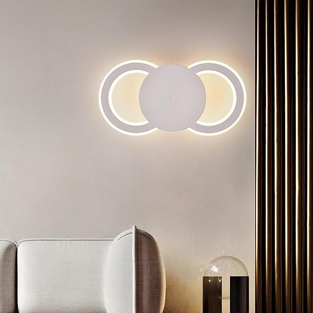 Geometric Dual-Ring 2-Light LED Flush Mount — Metal, 3-Step Dimming, 15"