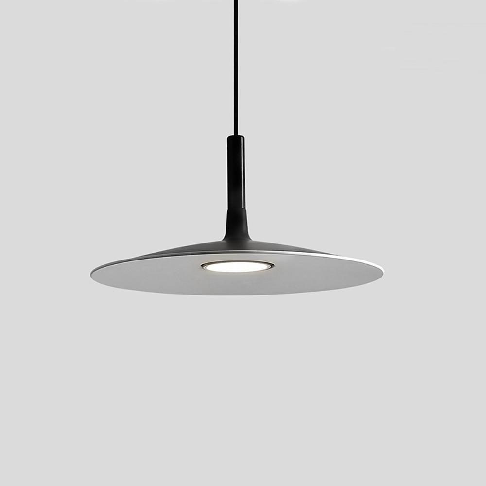 Flat Dish LED Pendant Light — Metal, 18" Diameter, 3000/6000K, 47" Adjustable Cord