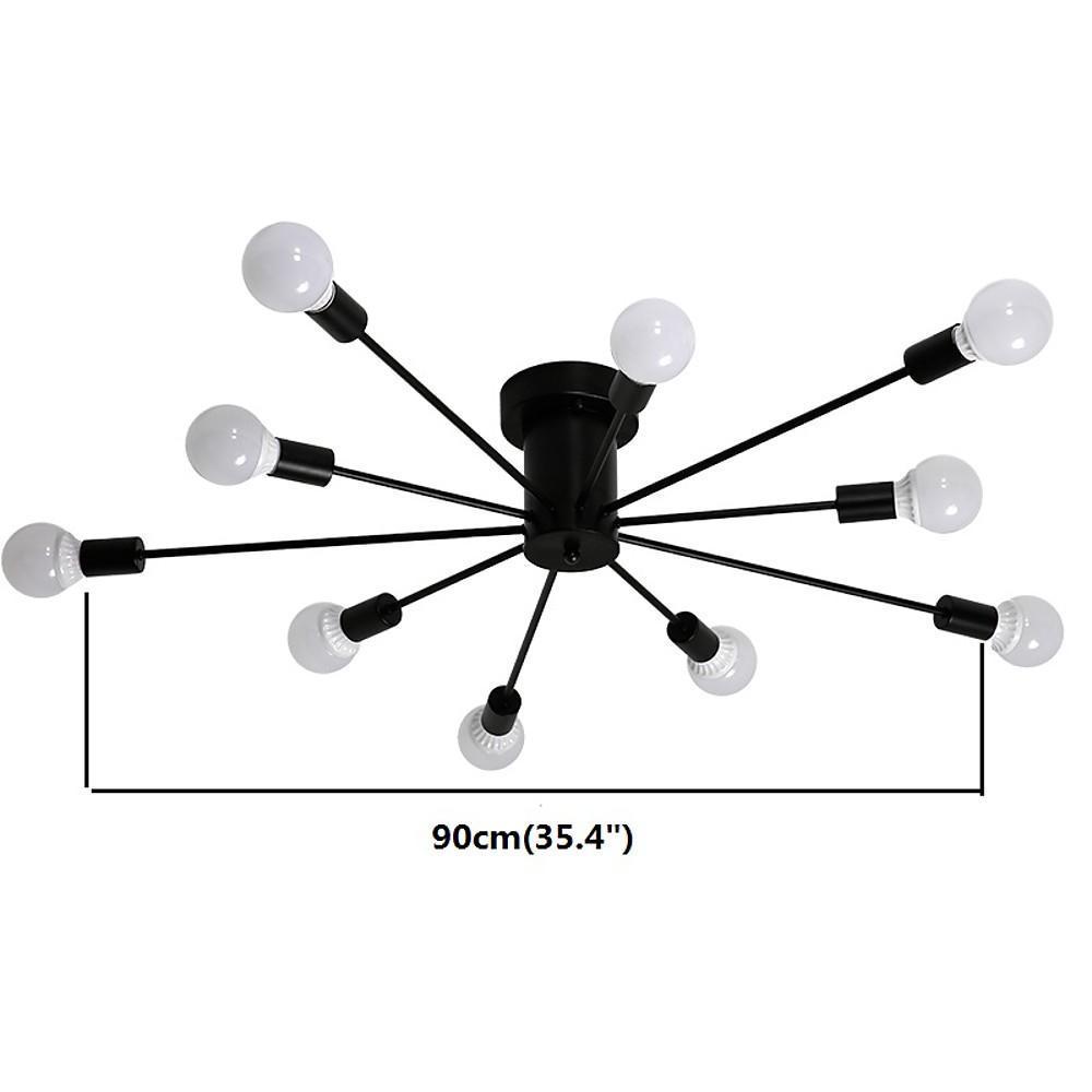 Sporadic 10-Light Semi-Flush Chandelier — Metal Iron, Modern Farmhouse, 25" Diameter