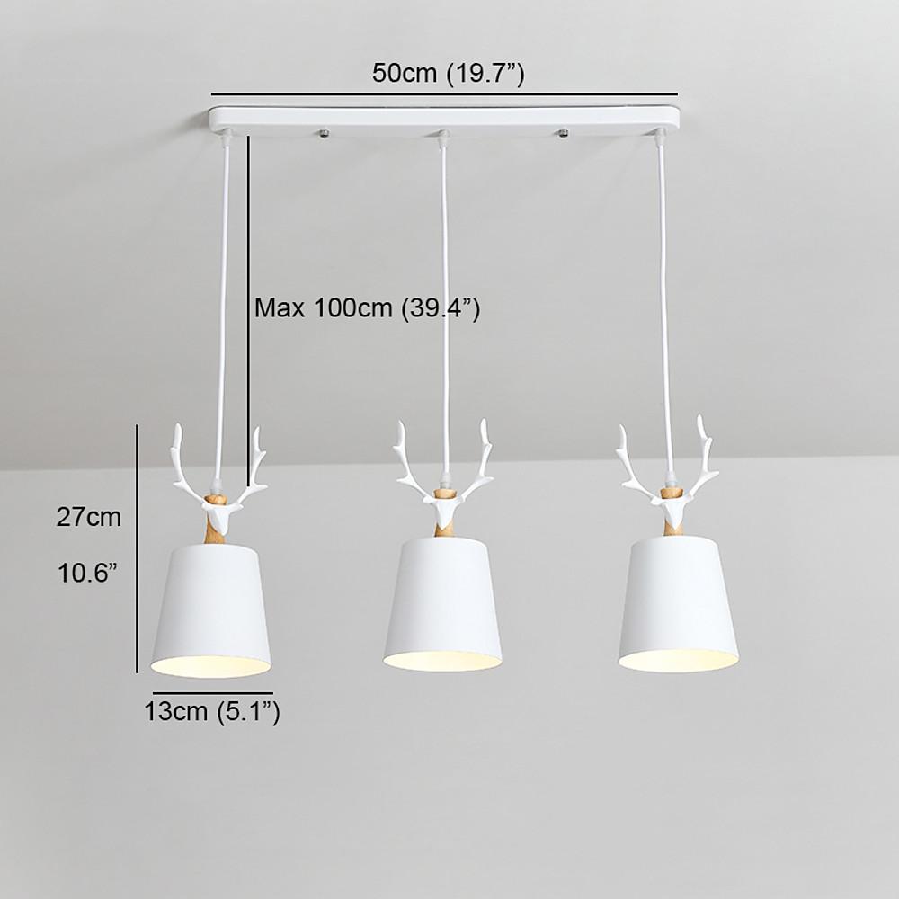 Antler 3-Light Chandelier — Metal, E26/E27, 60W, 39" Adjustable Chain, Country Traditional