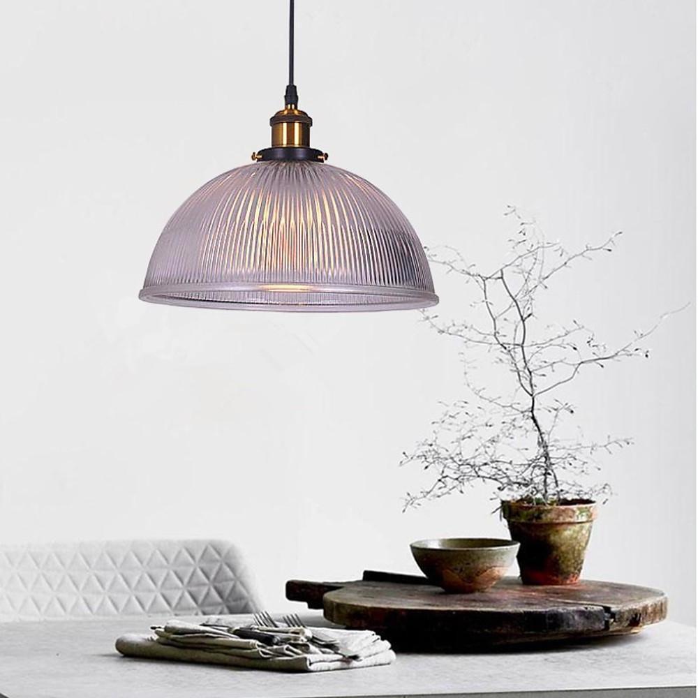 Vintage Glass Bowl Pendant — Electroplated Metal, Purple Finish, 1-Light, 12" Diameter