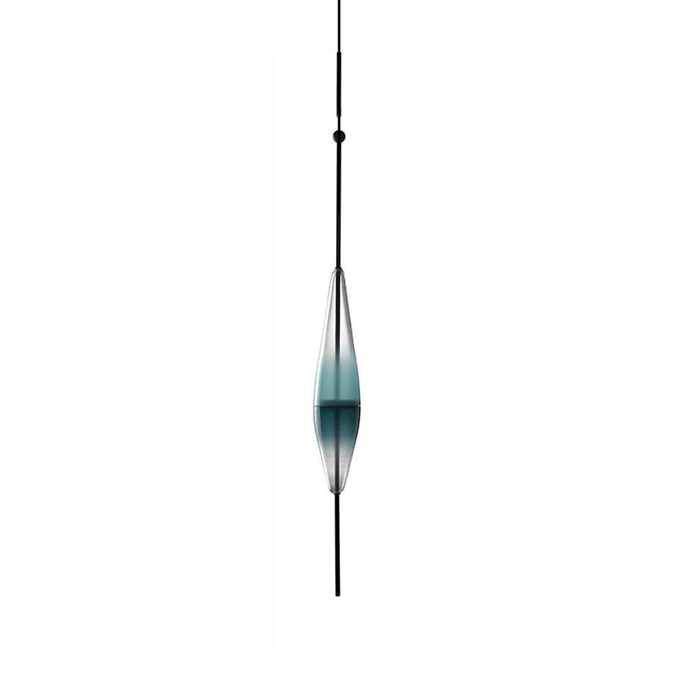Gradient Blue Glass Mini Pendant — Modern Industrial, 1-Light, 4" Shade, 59" Adjustable Cord
