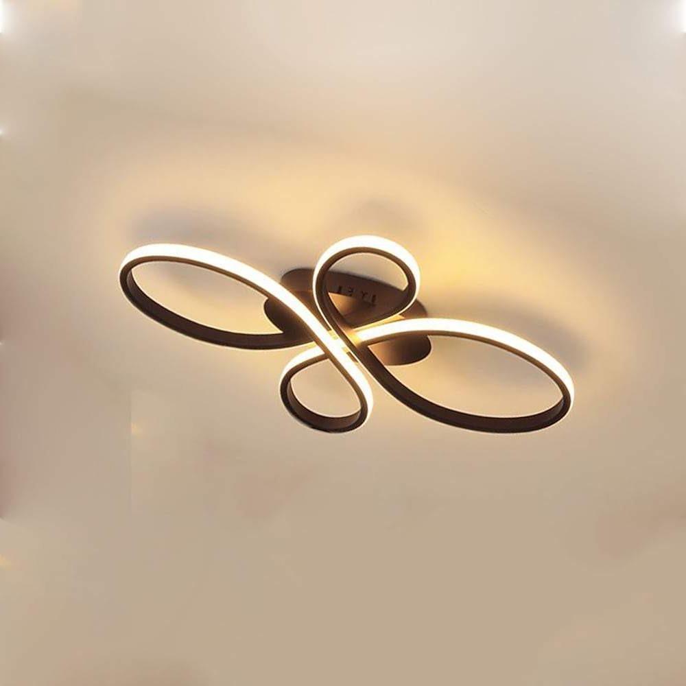 Intertwined Flower Flush-Mount LED Ceiling Light — Aluminum, 1-Light, 37W, Dimmable with Remote, 2800K–7000K, 24" Wide