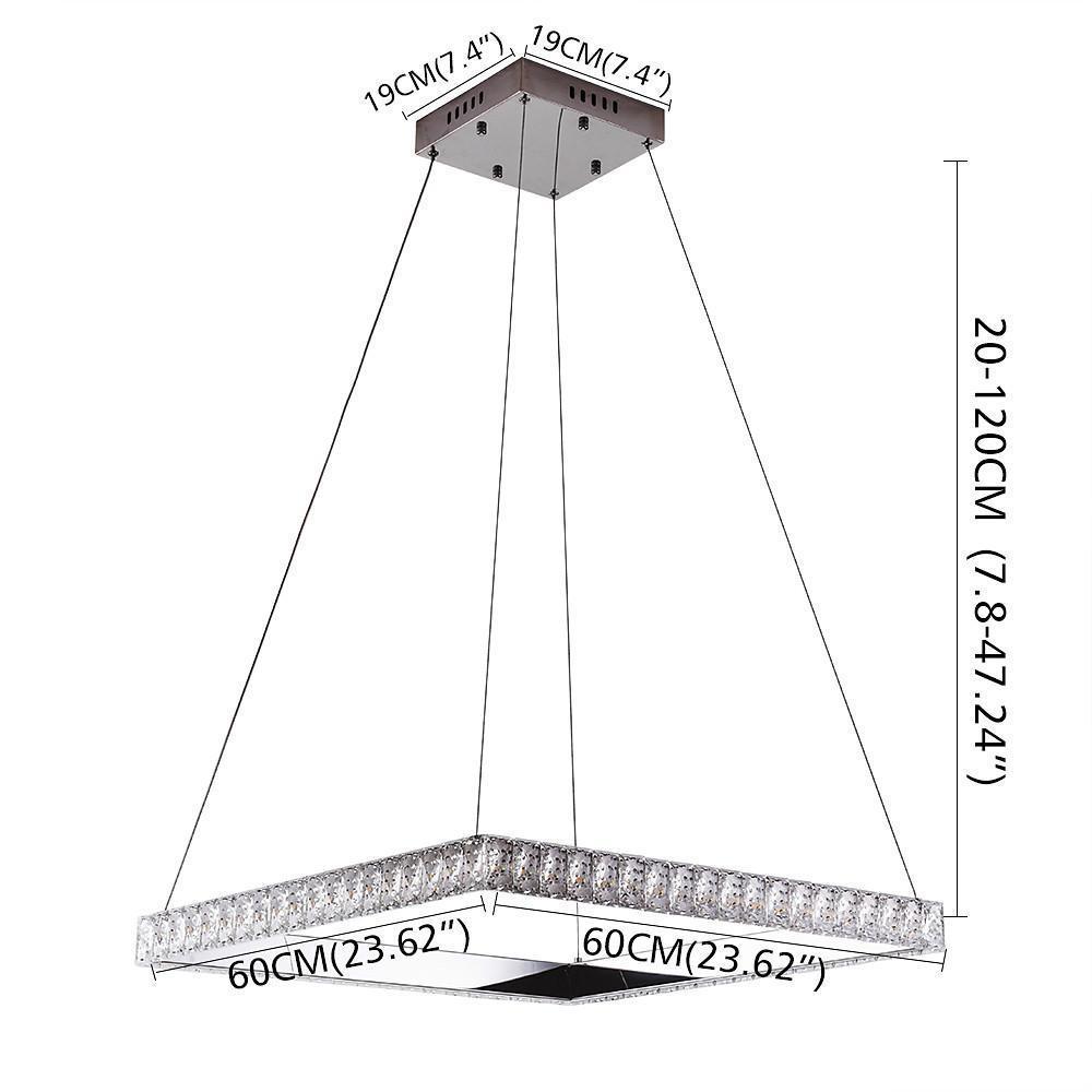 Modern Square LED Pendant Light with Electroplated Crystal Metal Chandelier