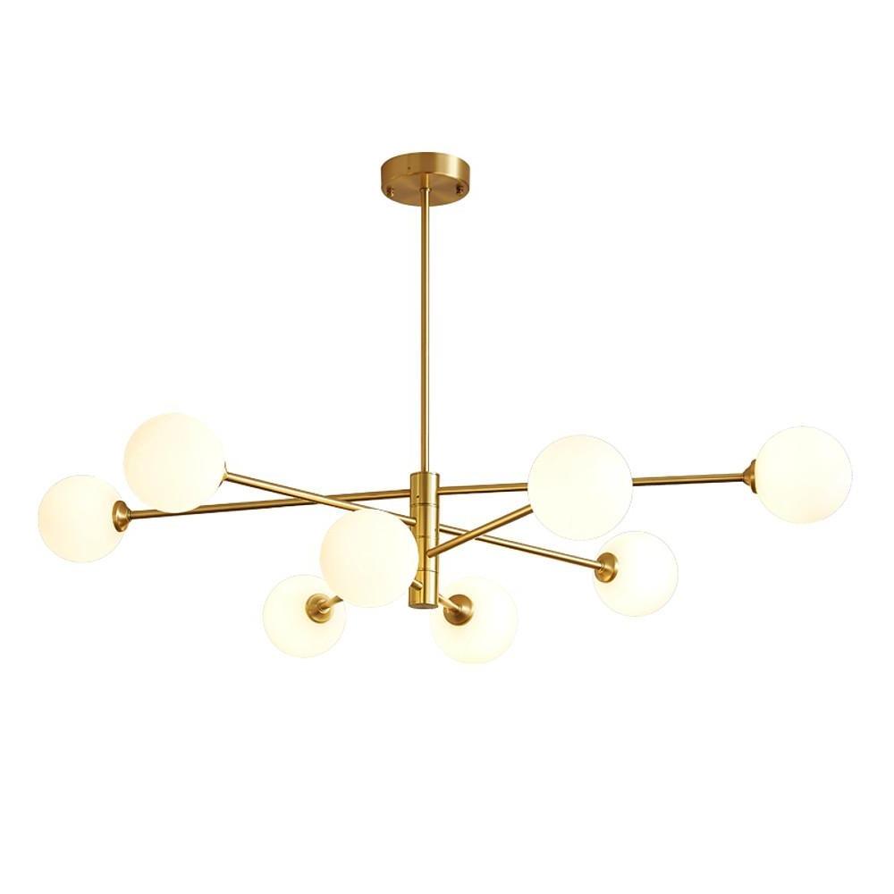Geometric Cluster Globe Chandelier — White Glass, Black or Gold, 8-Light G9, 35" Diameter, 3000K / 6000K