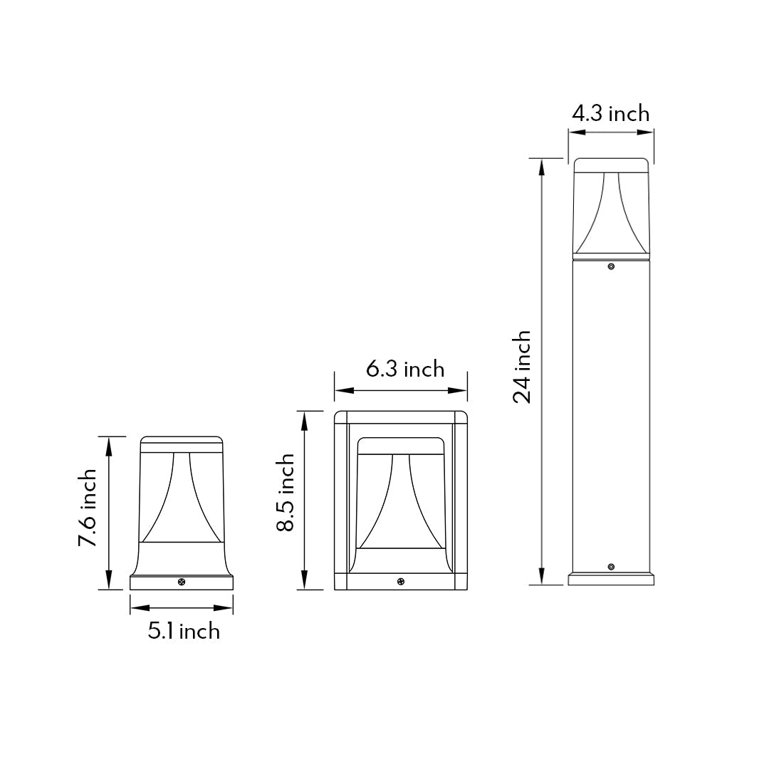 Minimalist LED Garden Stake Bollard Light — Die-Cast Aluminum, Matte Black, 8W OSRAM, IP65, 3000K