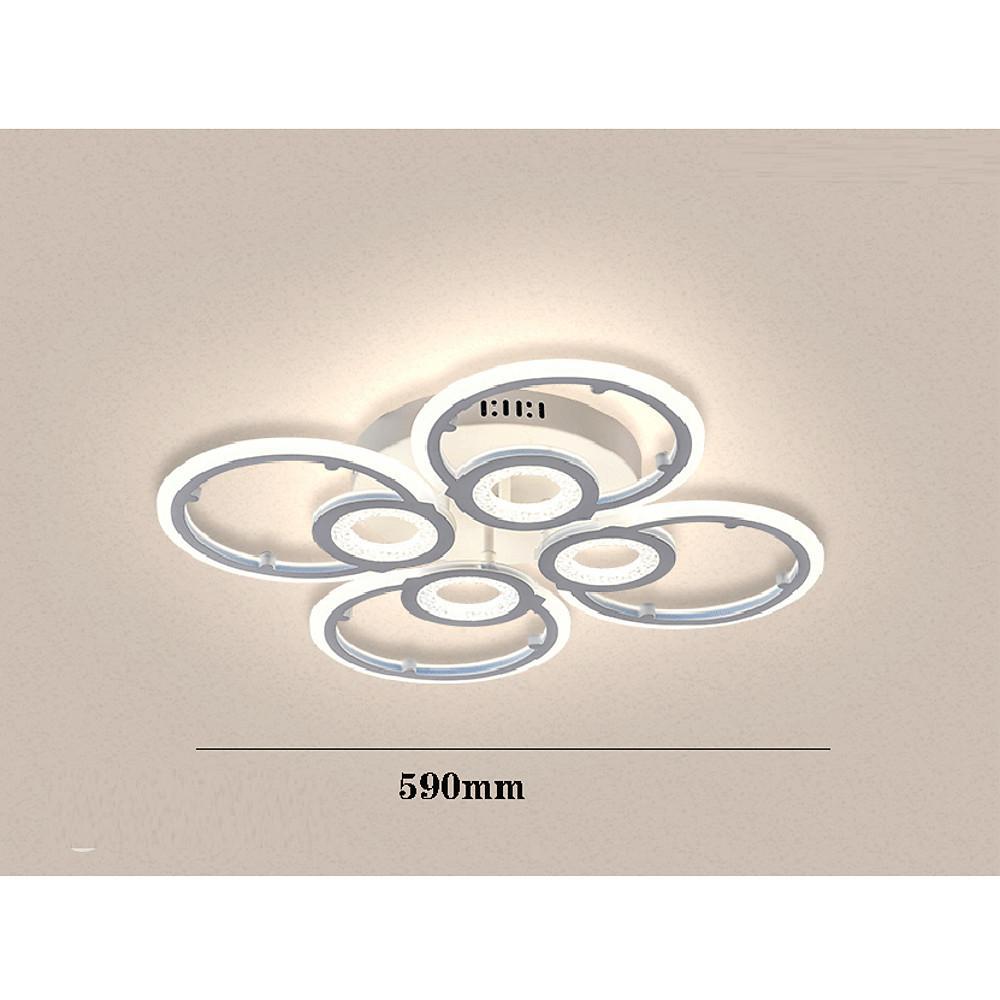 Geometric Metal Ring LED Flush-Mount Ceiling Light — Acrylic, 3-Step Dimming, Remote Control, 4-Light or 12-Light, 23"