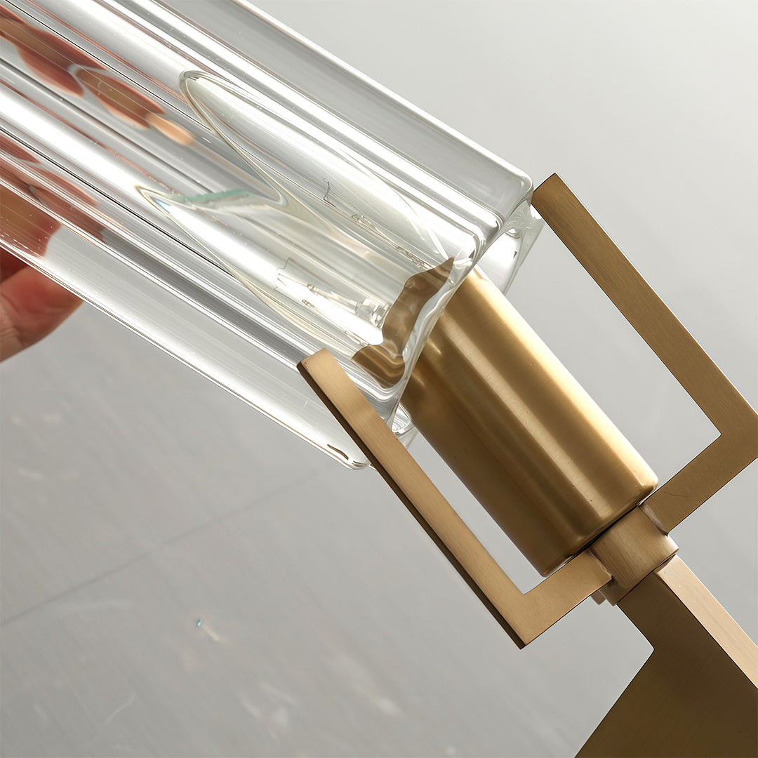 Minimalist Candle Wall Sconce — Solid Brass, Transparent Glass, E14, 1- or 2-Light