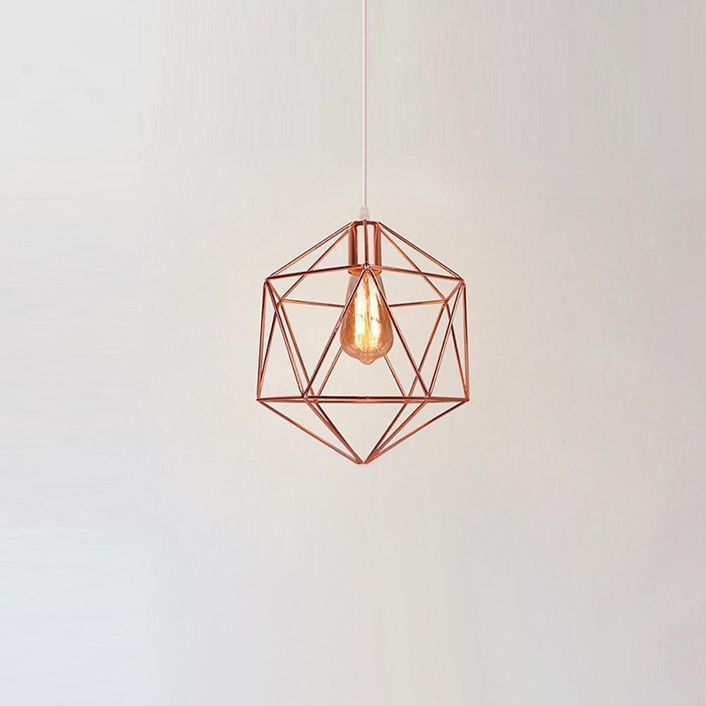 Industrial Geometric Cage Mini Pendant — Metal, 1-Light, 4W LED, 10" Diameter, Adjustable 39" Cord