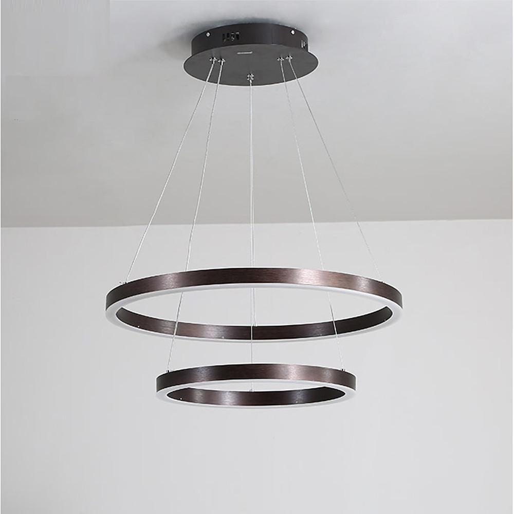 Two-Tier Circular LED Chandelier — Aluminum, Acrylic, 24" Dimmable, Modern Minimalist