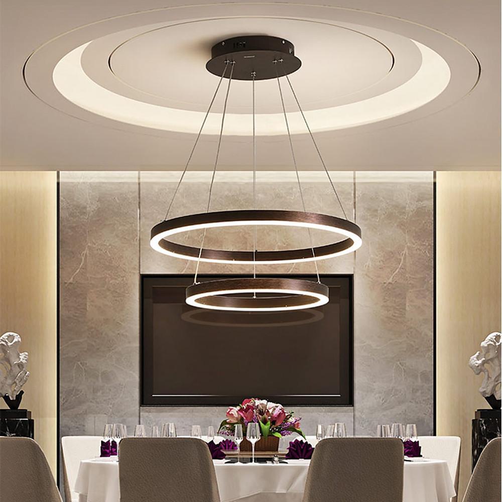 Two-Tier Minimalist Pendant Light: Modern LED Circular Chandelier