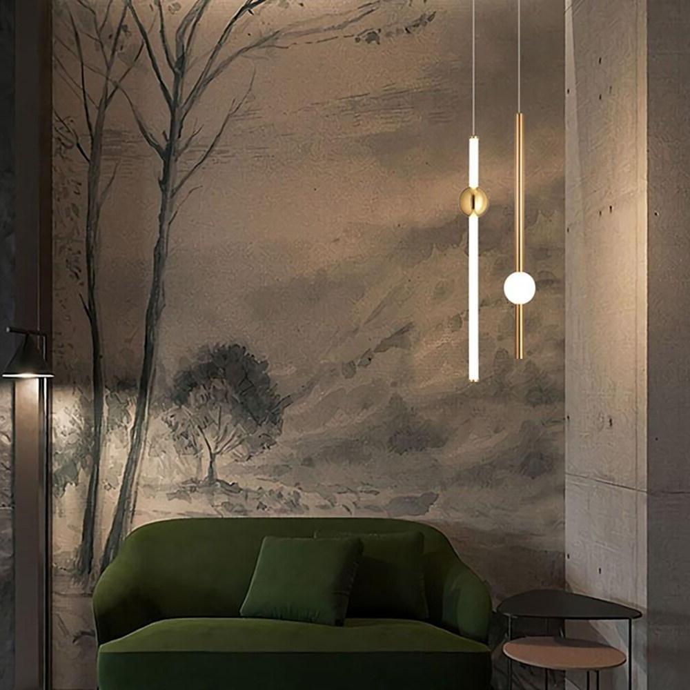 Linear Glass Sphere Pendant Chandelier — Metal, Gold/White, 23" Wide, 3000K LED, 59" Adjustable Cord