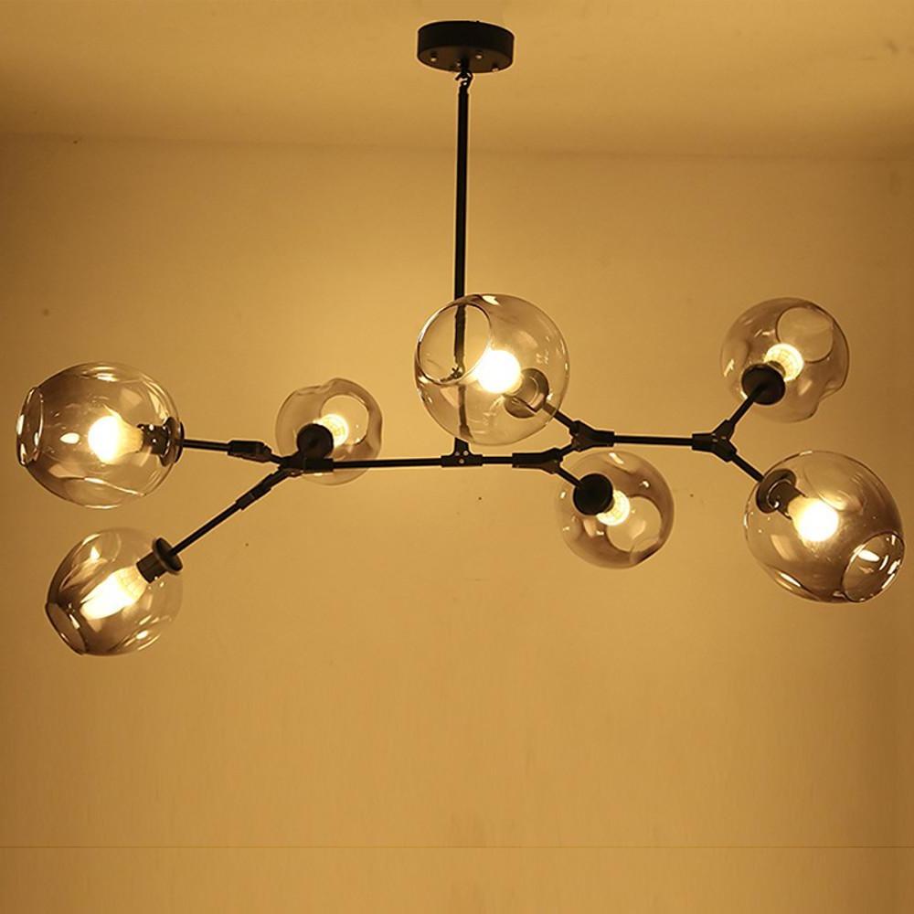 Globe Sputnik Industrial Chandelier — Metal and Glass, E27, 3/5/6/7-Light, Choice of Finish and Shade Color