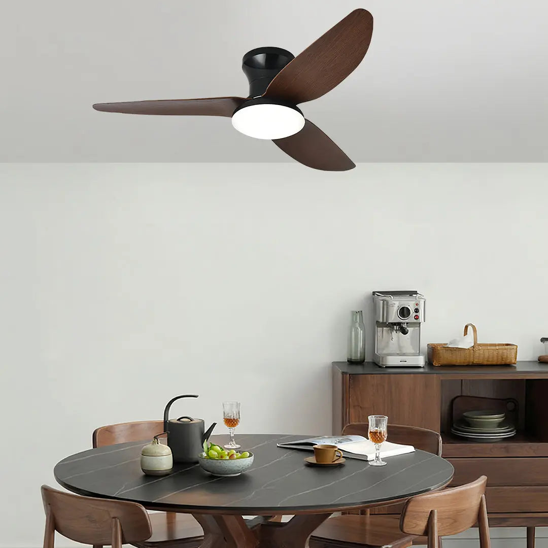 Modern Small 3-Blade Ceiling Fan with Remote Control and Dimmer Light - Quiet Operation Luxe