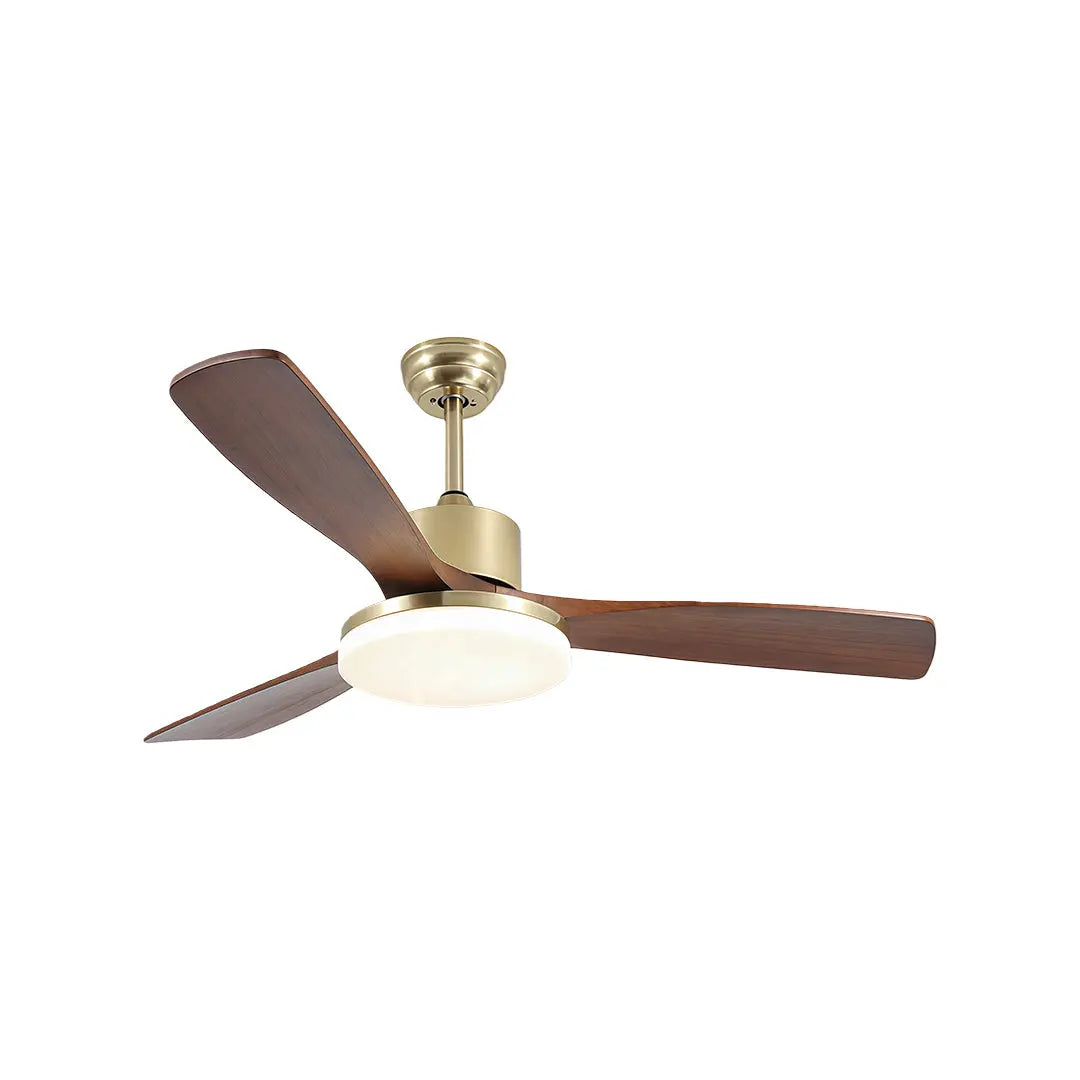 Remote-Controlled Wooden 3-Blade Ceiling Fan with Light Luxe