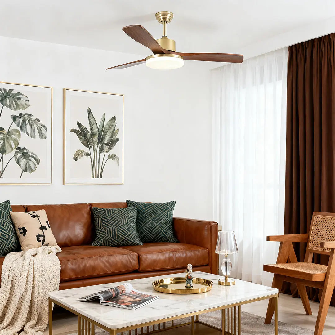 Remote-Controlled Wooden 3-Blade Ceiling Fan with Light Luxe