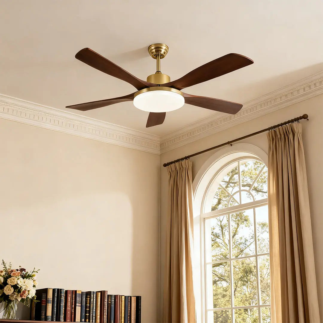 Remote-Controlled Wooden 3-Blade Ceiling Fan with Light Luxe