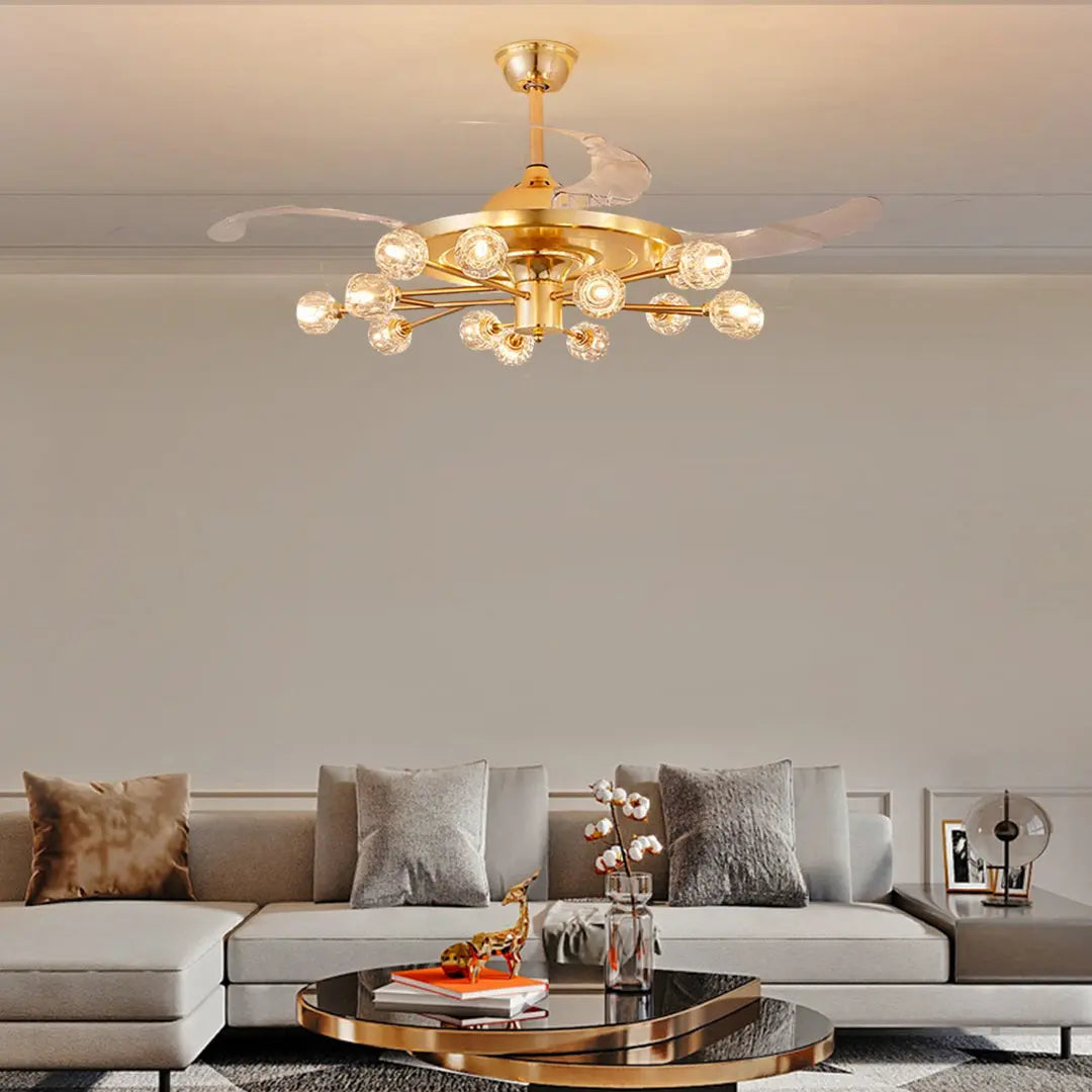 Norse Crystal Invisible Ceiling Fan with Multiple Lights Luxe