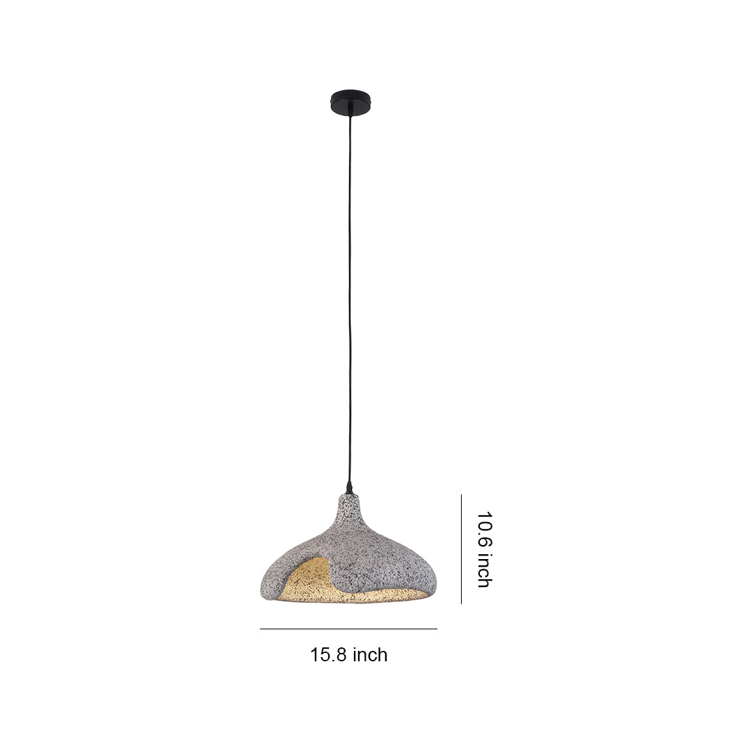 Cement-Look Pendant Light — PS Shade, Metal Frame, E27, 15.75" Wide, Adjustable 59.1" Cord