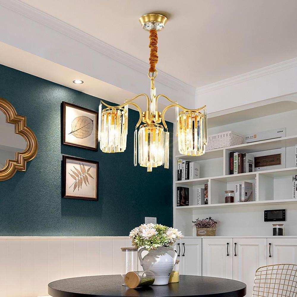 Modern Classical Crystal Chandelier — Copper and Gold, Glass and Crystal Accents, LED, 4- to 11-Light, 22"–39" Diameter