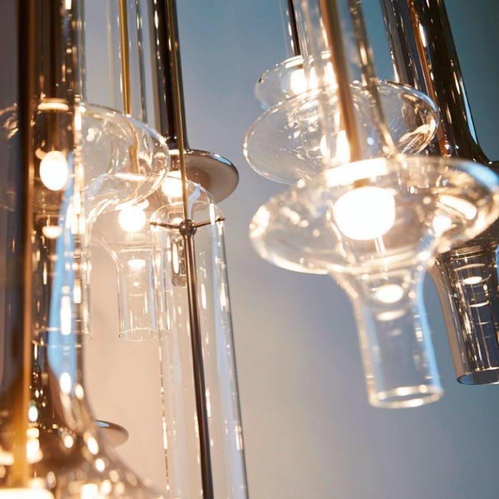 Minimalist Glass Mini Pendant — Metal, Transparent or Smoke Gray, LED 3000K, Adjustable 59" Cord