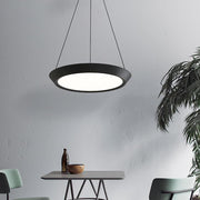 Artistic Circle Pendant Light — Metal and Acrylic, LED Integrated, 2700K, Adjustable Cord, 1-Light