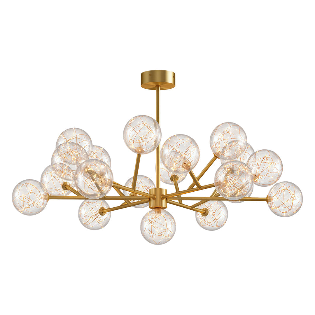 Full Sky Star Glass Globe Chandelier — Copper / Chrome / Black, 10 to 19-Head, Three-Color Dimming