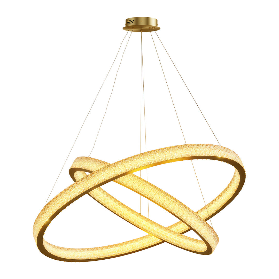 Circular Ring Chandelier — Full Copper, Dimmable LED, 50W–220W, Multiple Sizes