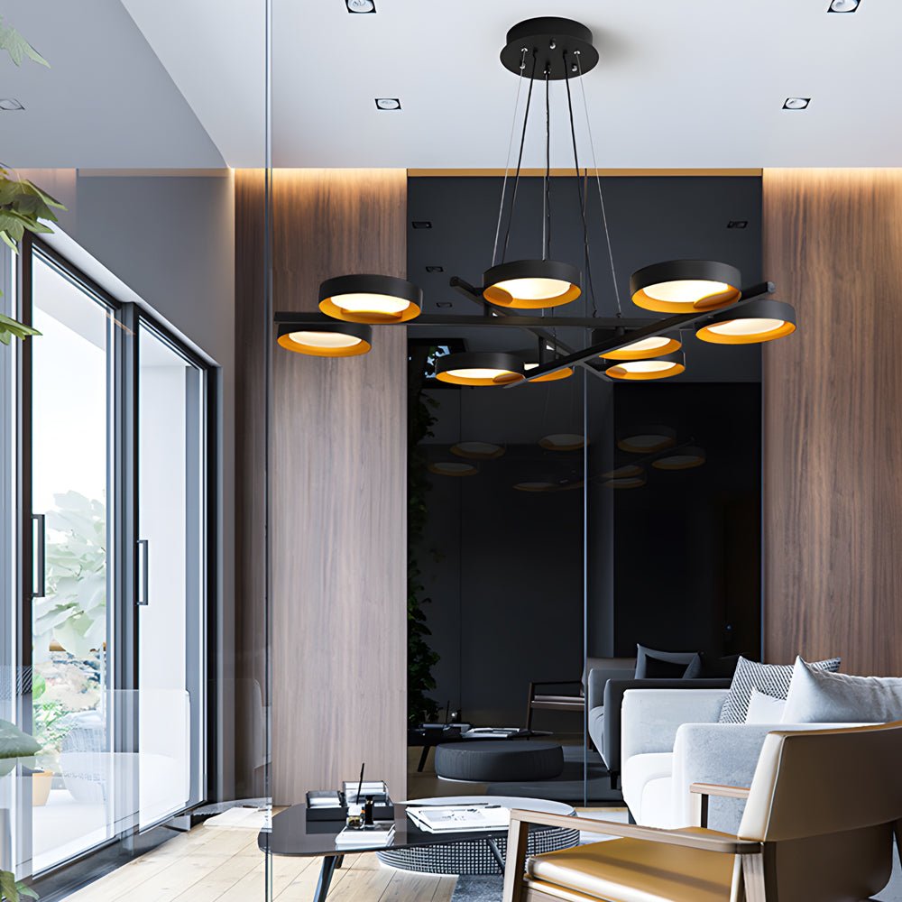 chandelier with 1 to 9 light guide ring options