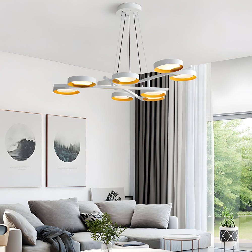 chandelier with 1 to 9 light guide ring options