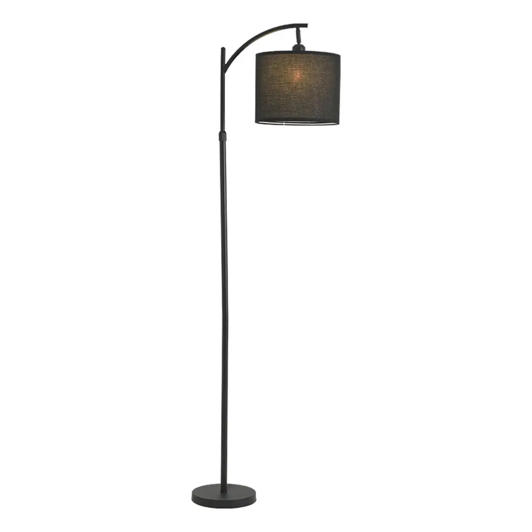 Minimalist Arc Floor Lamp with Fabric Shade - Metal Arched Lamp for Living Room Luxe