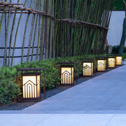 Marble-Effect Outdoor Lantern Path Light — Black Stainless Steel, Solar / Hardwired, IP65, 4 Sizes