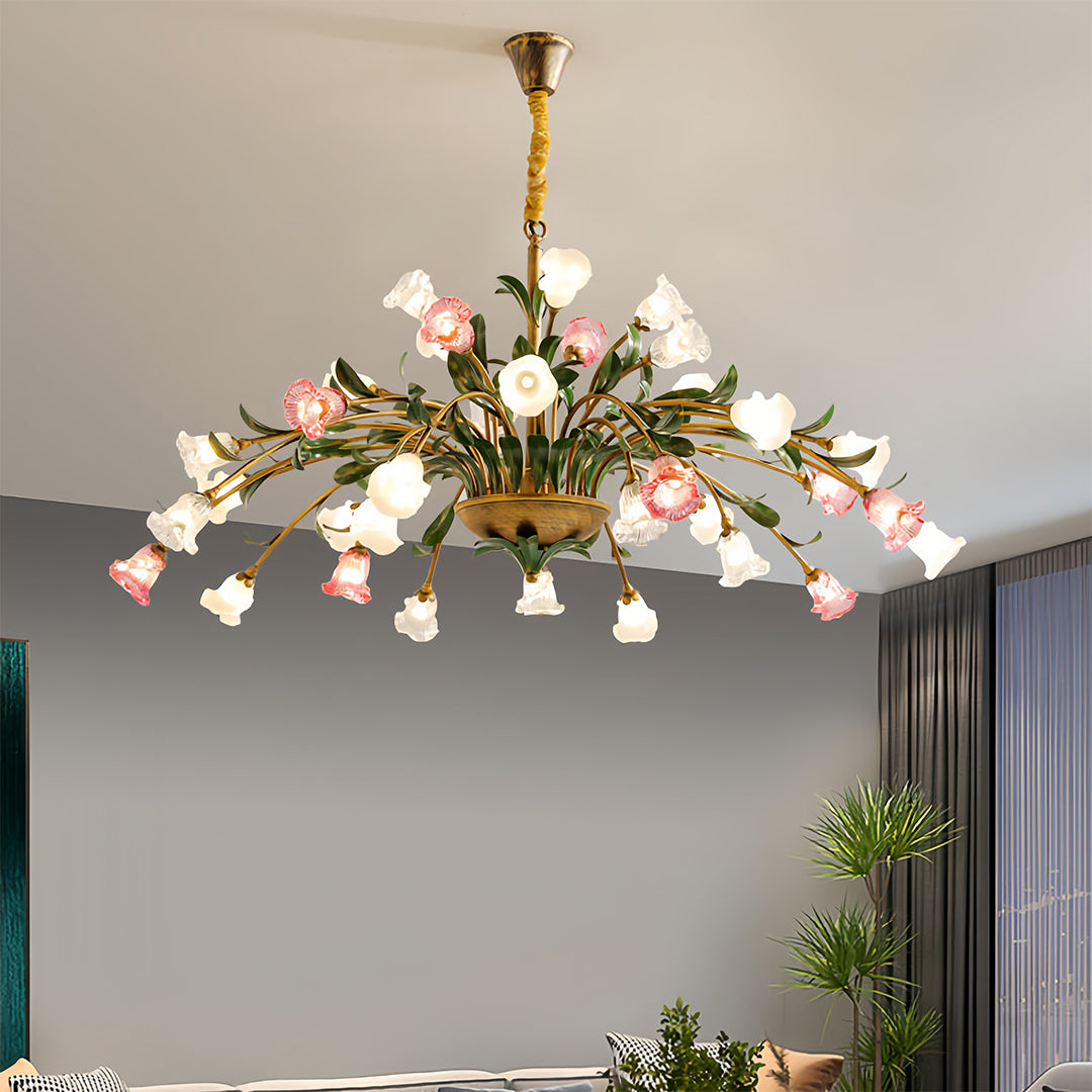 Vintage Floral Branch Chandelier — Iron and Glass, G4 3-Step Dimming, 12 to 35-Head