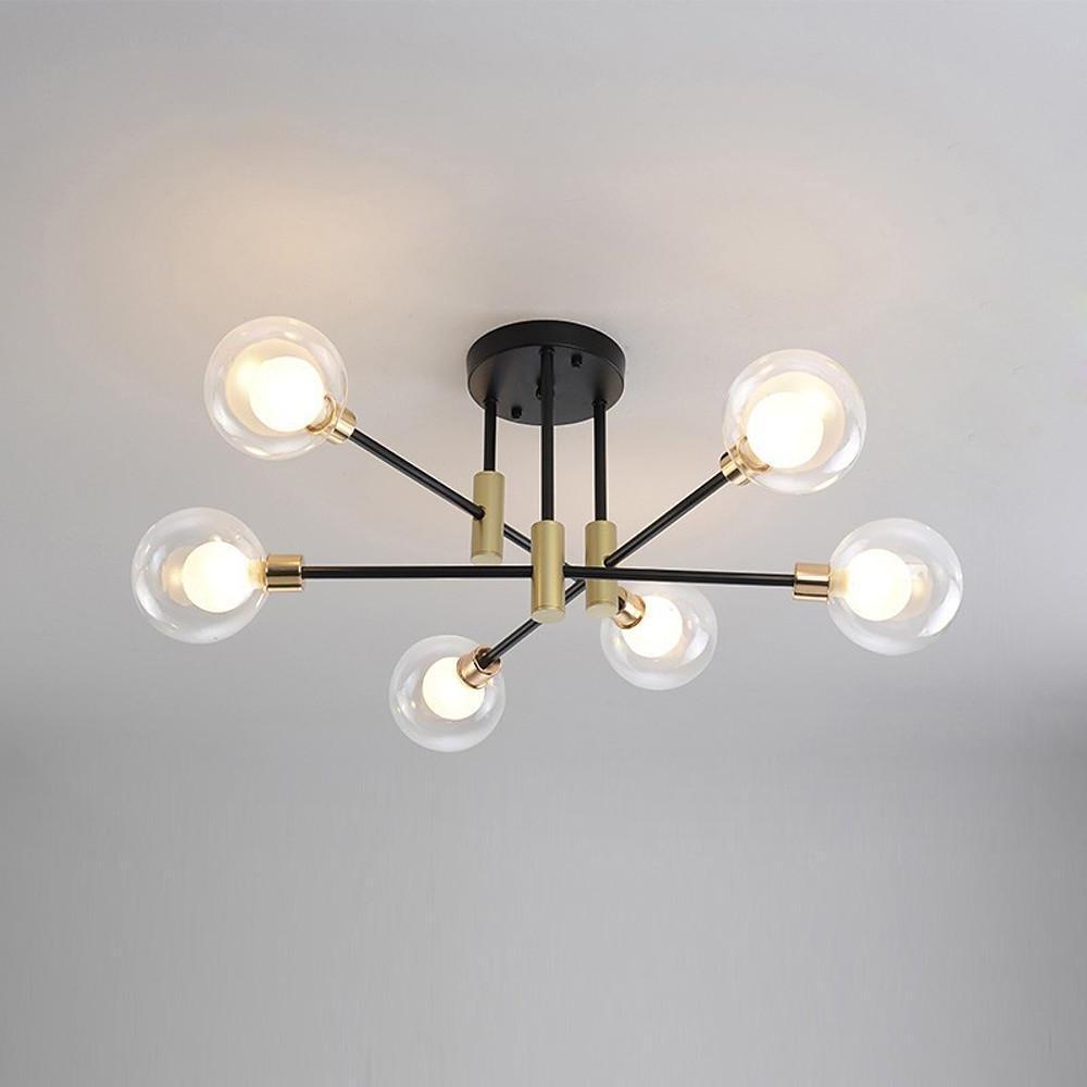 Sputnik LED Semi-Flush Mount — Metal and Glass, 6-Light G9, 26" Wide, 5W per Bulb