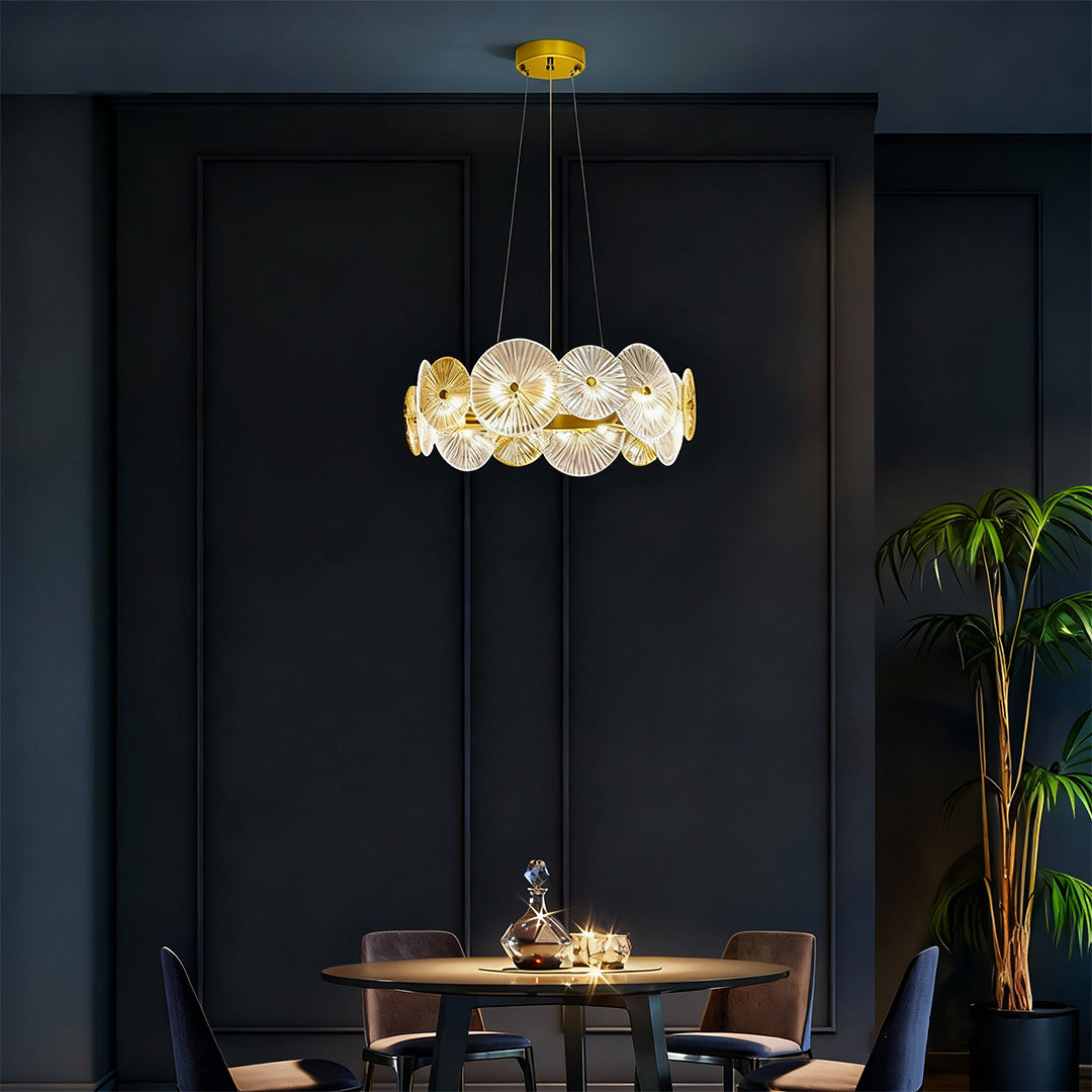 Clear Glass & Silver Iron Chandelier — 12- or 18-Light, G9, Three-Color, Adjustable Chain