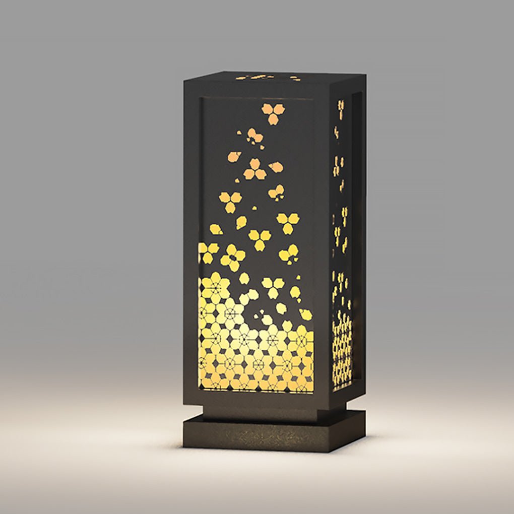 Rectangular Carved Floral Bollard Light — Imitation Marble & Stainless Steel, E27, IP54, 3000K Warm White