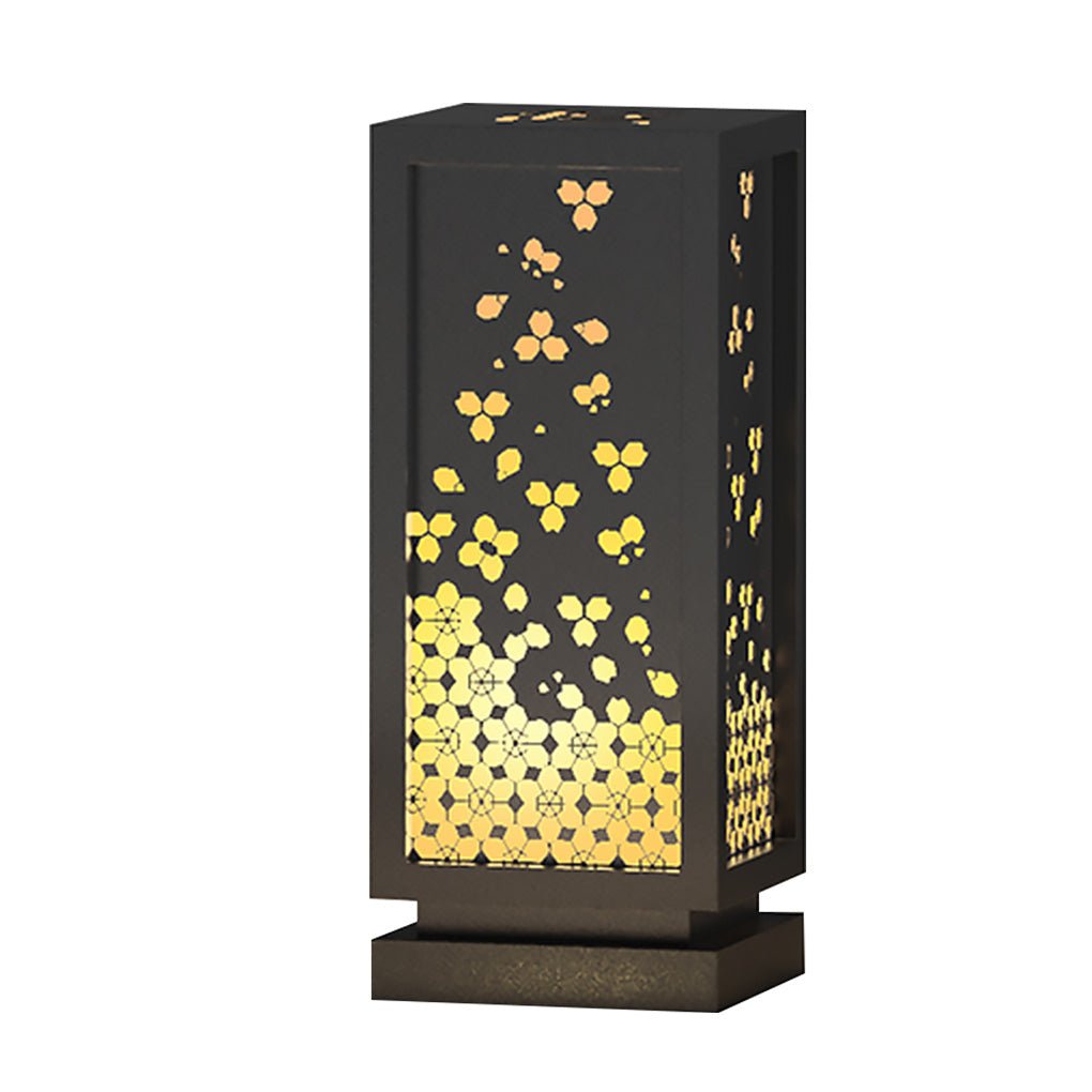 Rectangular Carved Floral Bollard Light — Imitation Marble & Stainless Steel, E27, IP54, 3000K Warm White