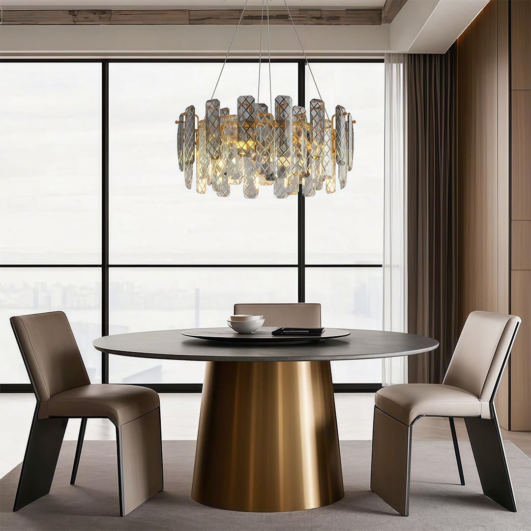Contemporary Crystal Chandelier — Copper / Chrome / Black, Cut Crystal, Eye-Protecting, 47.2" Adjustable Chain