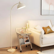 Chrome Arc Floor Lamp with White Dome Shade Luxe