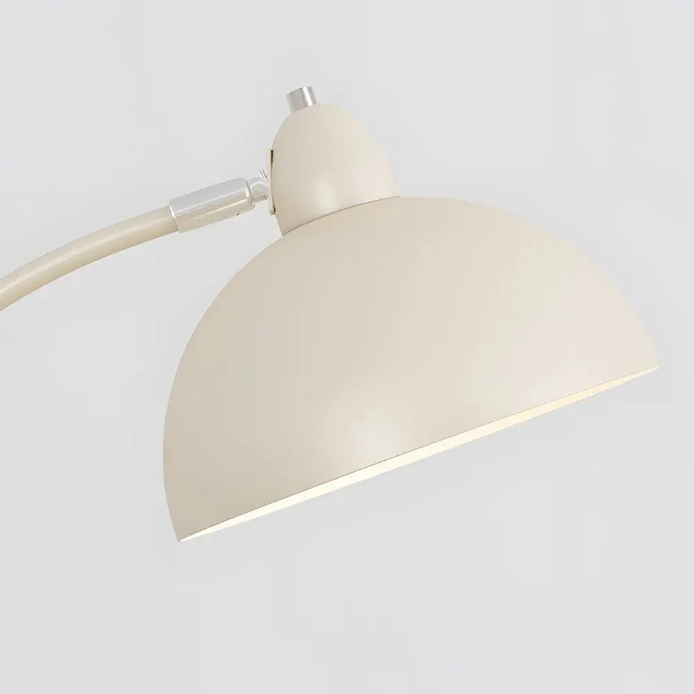 Chrome Arc Floor Lamp with White Dome Shade Luxe
