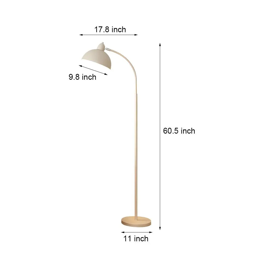 Chrome Arc Floor Lamp with White Dome Shade Luxe