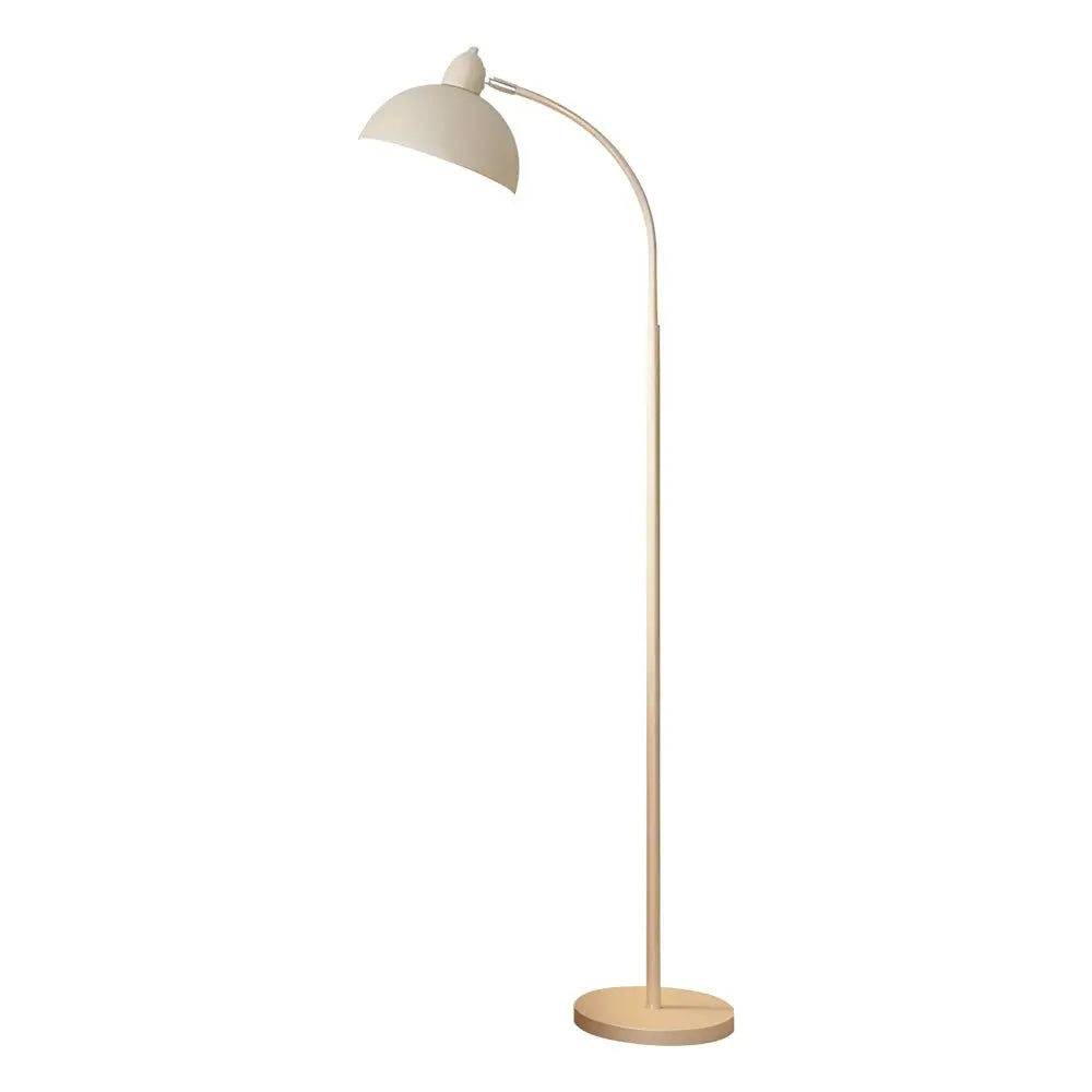 Chrome Arc Floor Lamp with White Dome Shade Luxe