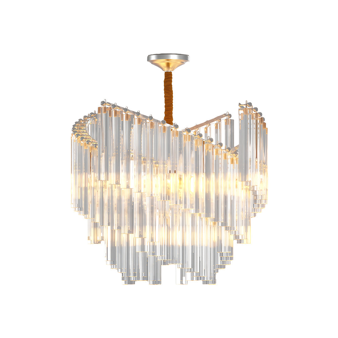 Vintage Crystal Chandelier — Full Copper Frame, E14, 23.62" Round, Copper / Bright Nickel / Black